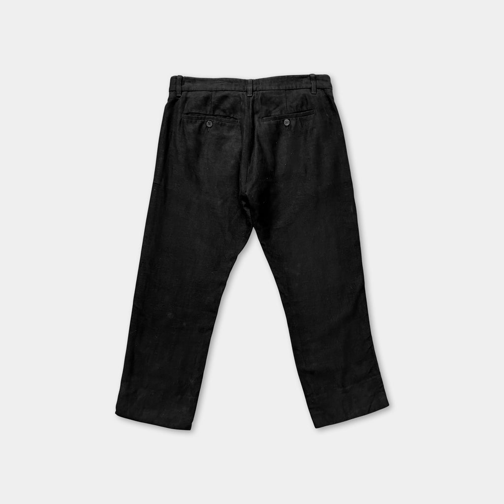Rick Owens Black Linen Three-Quarter Pants