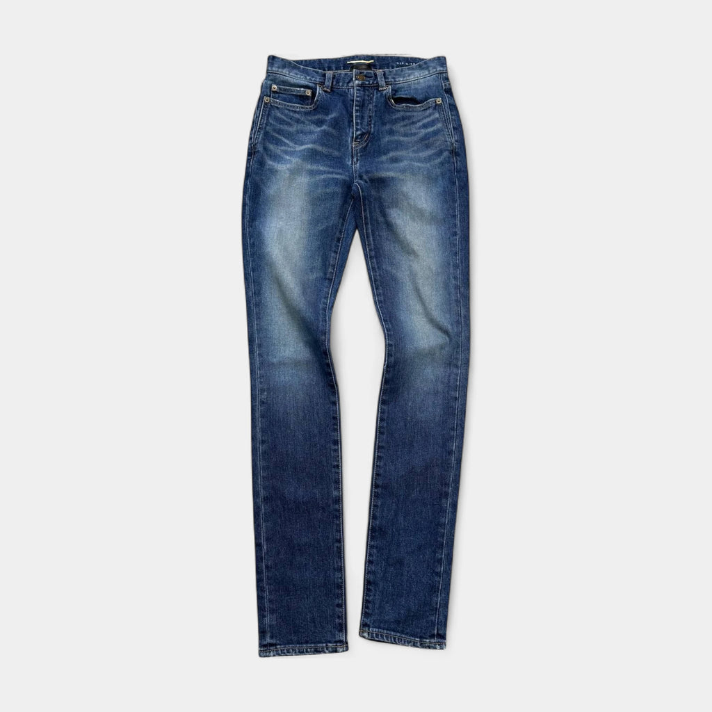 Saint Laurent 2017 Hedi Slimane Washed Blue Skinny Denim Jeans