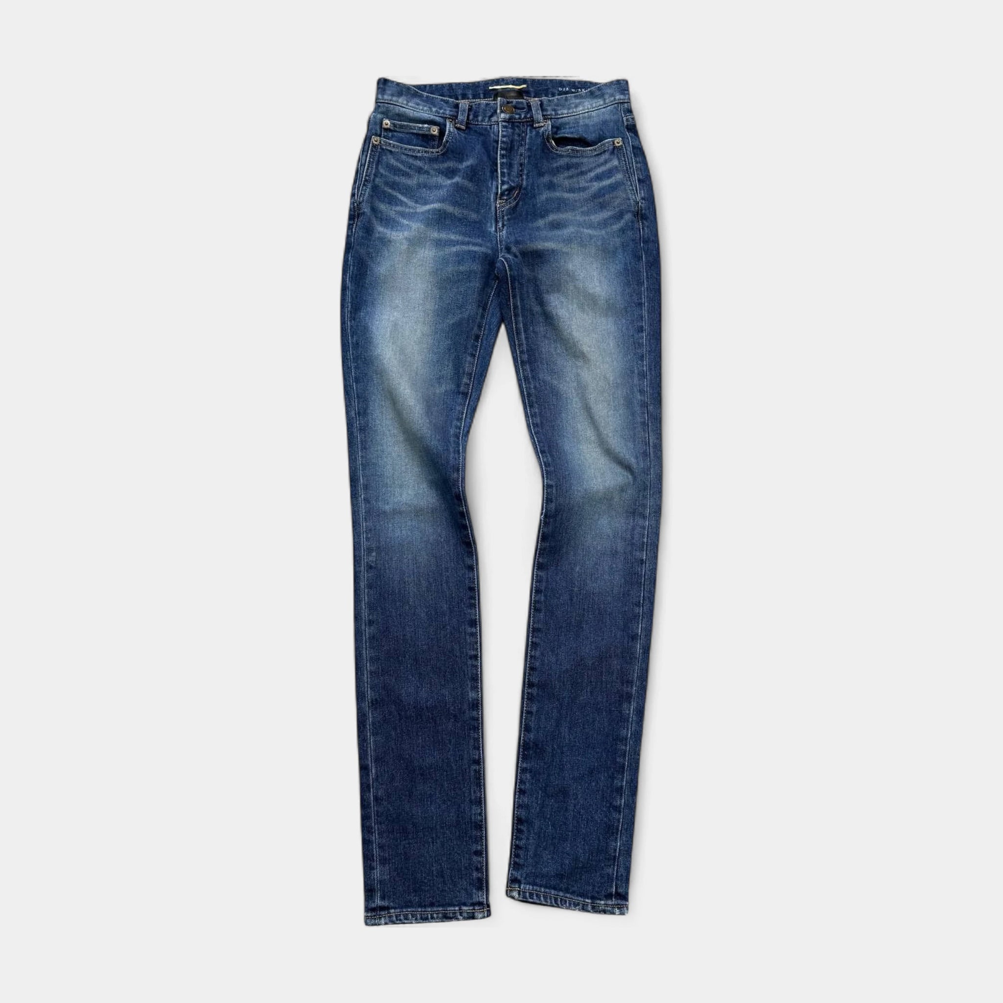 Saint Laurent 2017 Hedi Slimane Washed Blue Skinny Denim Jeans