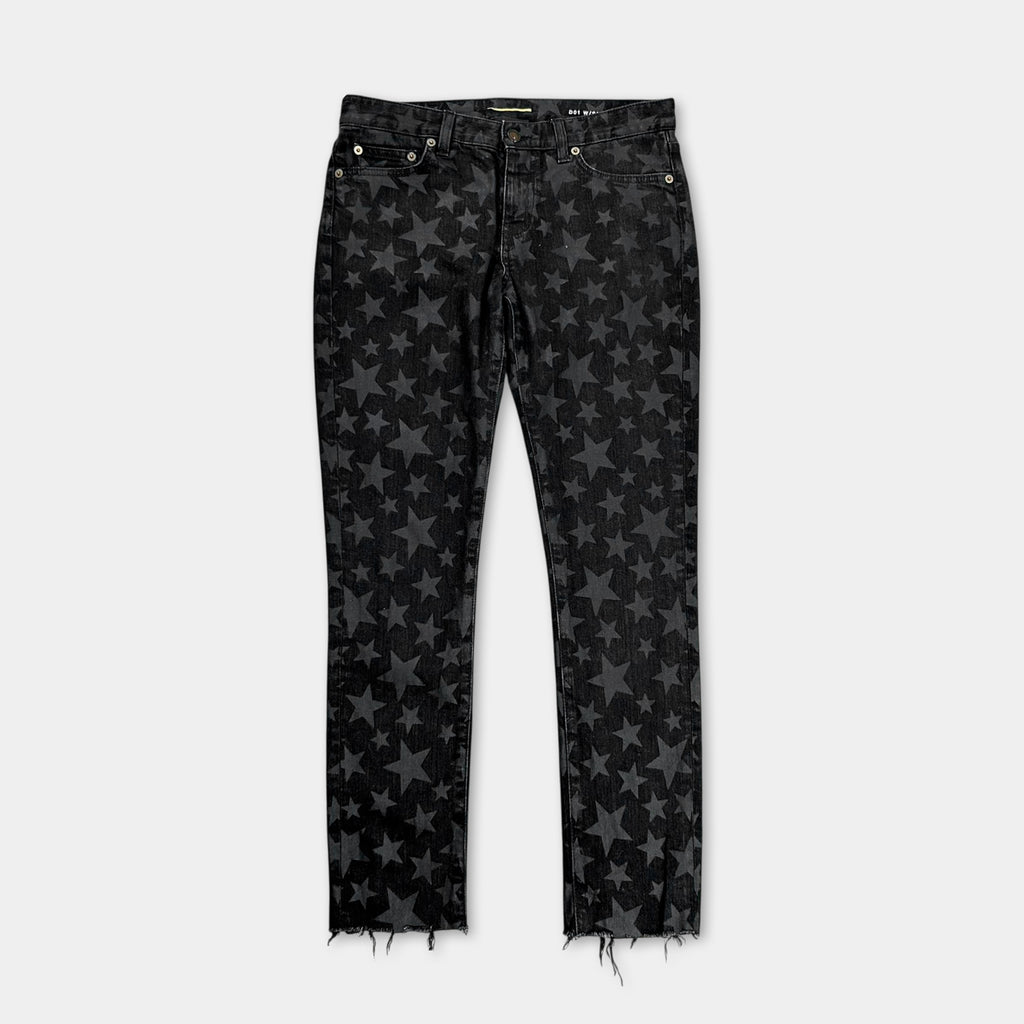 Saint Laurent Hedi Slimane Rocker Black Star Print Skinny Jeans