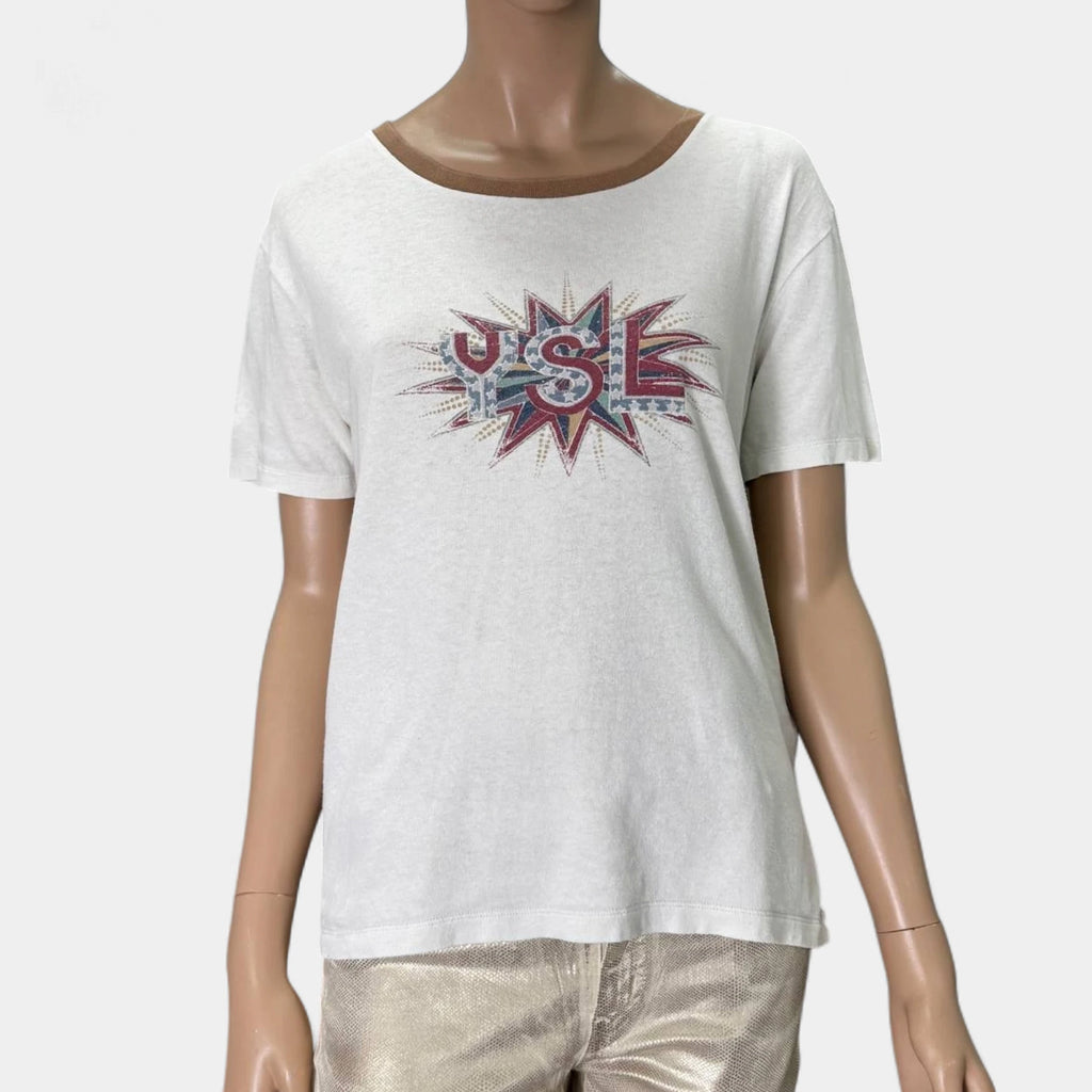 Saint Laurent SS16 Pop Art "YSL" Ringer T-Shirt