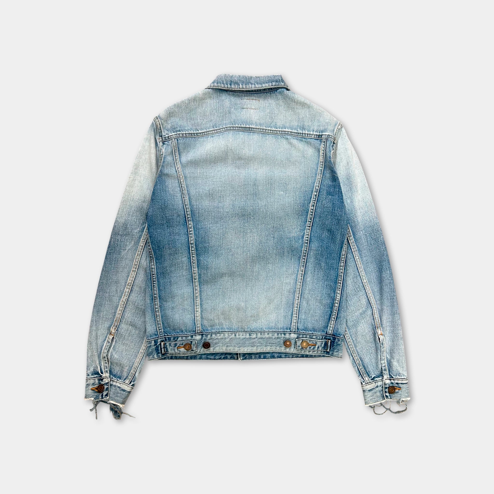 Saint Laurent 2015 Distressed Light Blue Denim Jacket