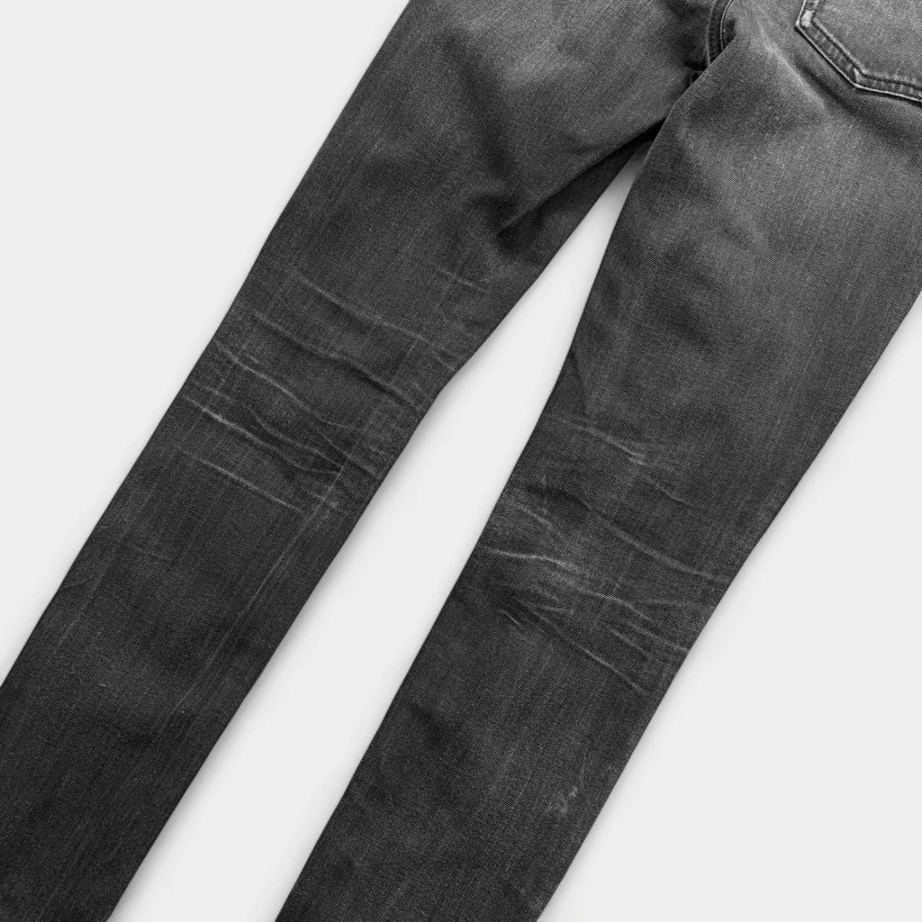 Saint Laurent Hedi Slimane Washed Black Knee-Rip D02 Skinny Jeans