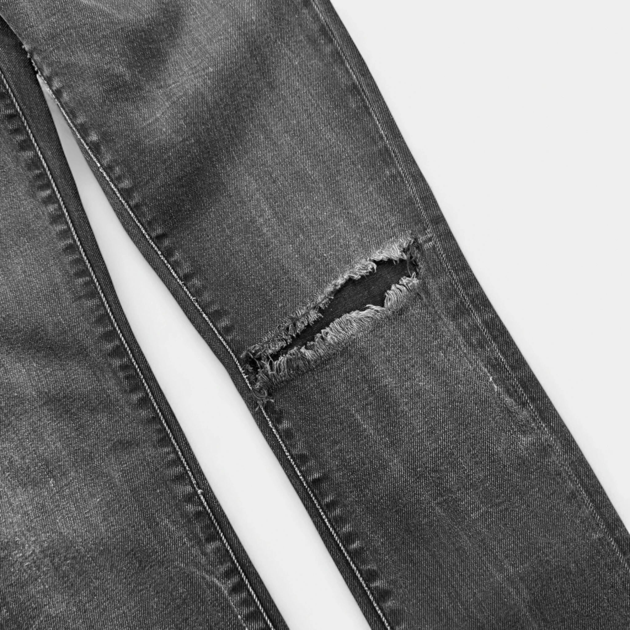 Saint Laurent Hedi Slimane Washed Black Knee-Rip D02 Skinny Jeans