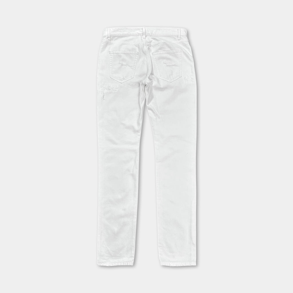 Saint Laurent D10 2016 Distressed White Skinny Jeans