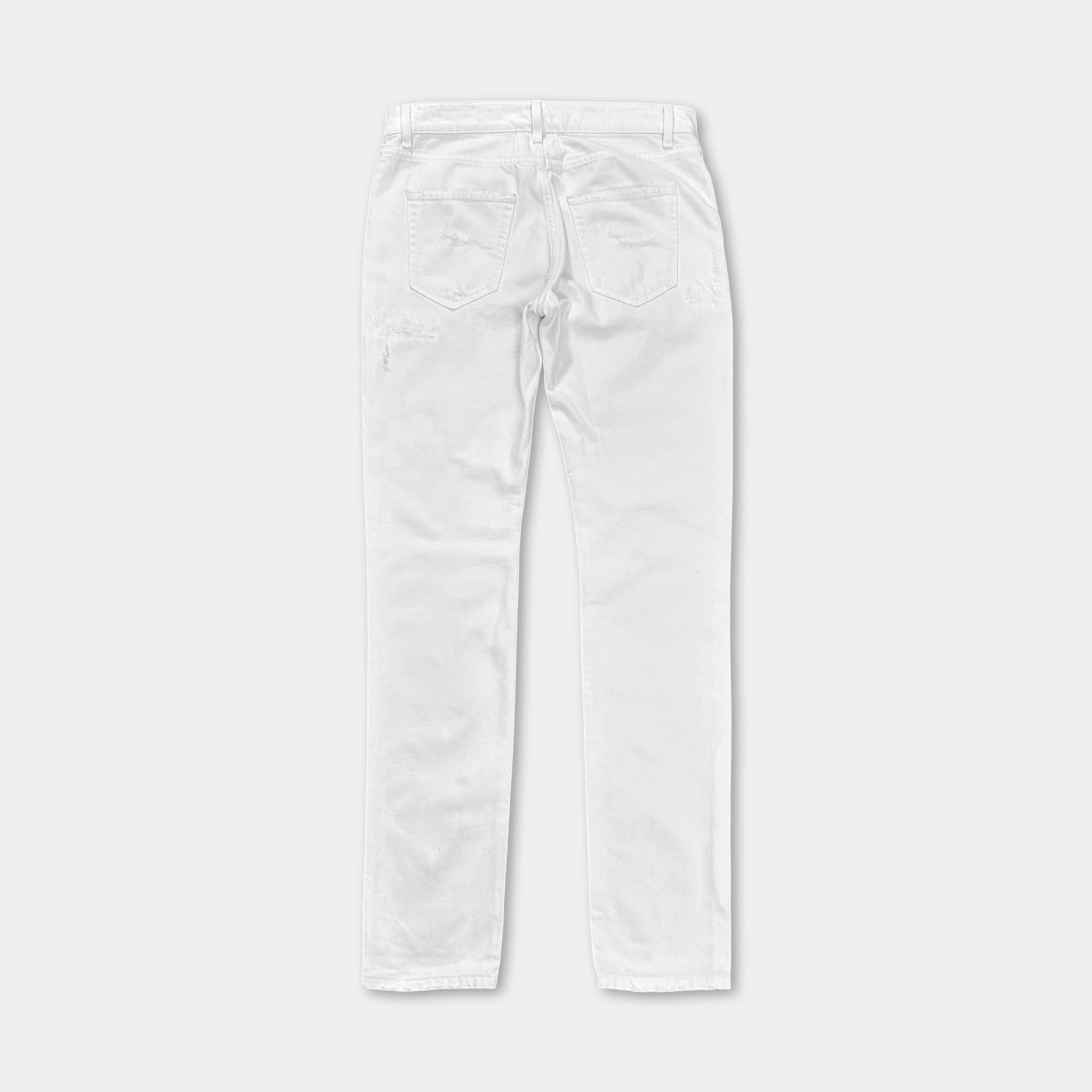 Saint Laurent D10 2016 Distressed White Skinny Jeans