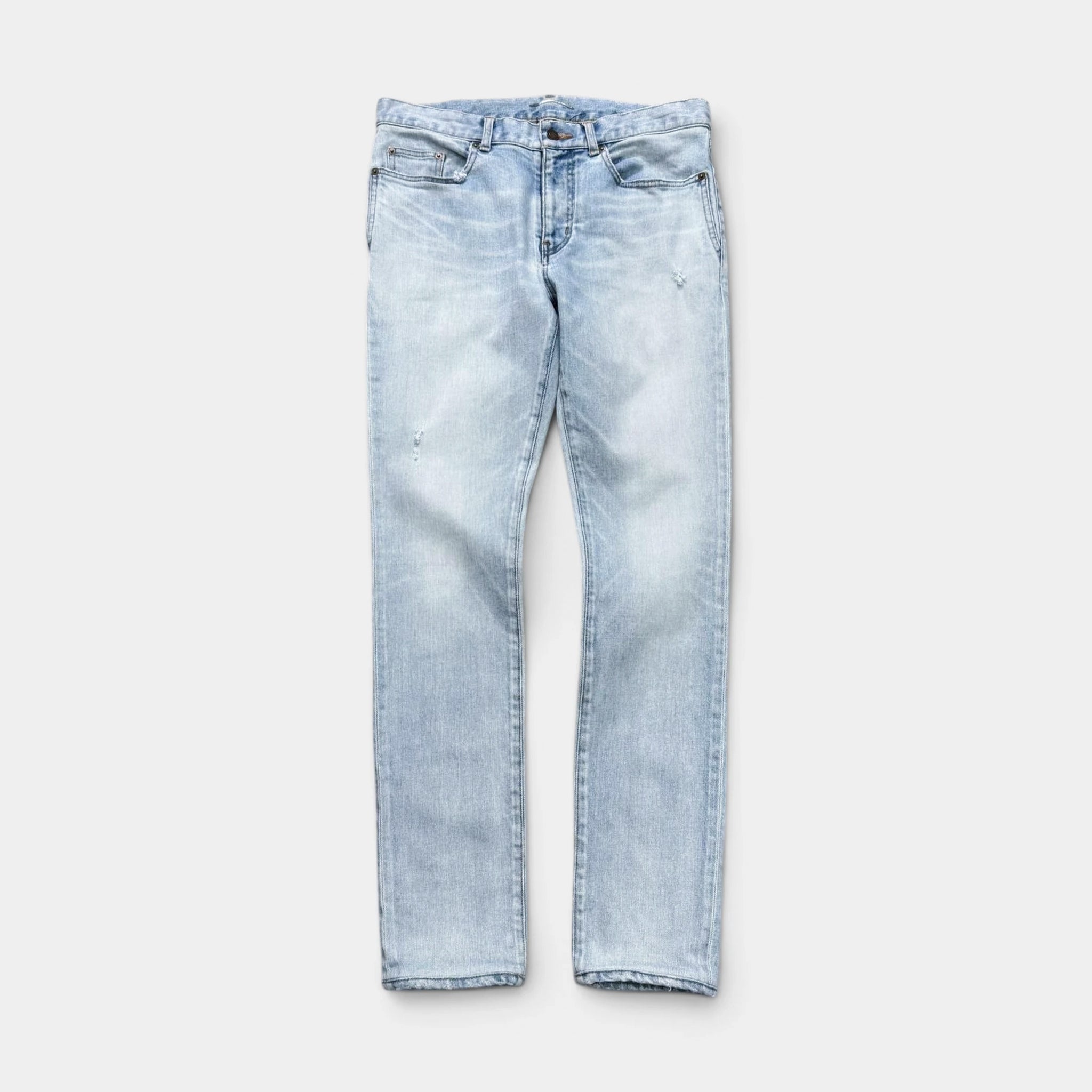 Saint Laurent 2020 Straight-Leg Denim Jeans Light Wash