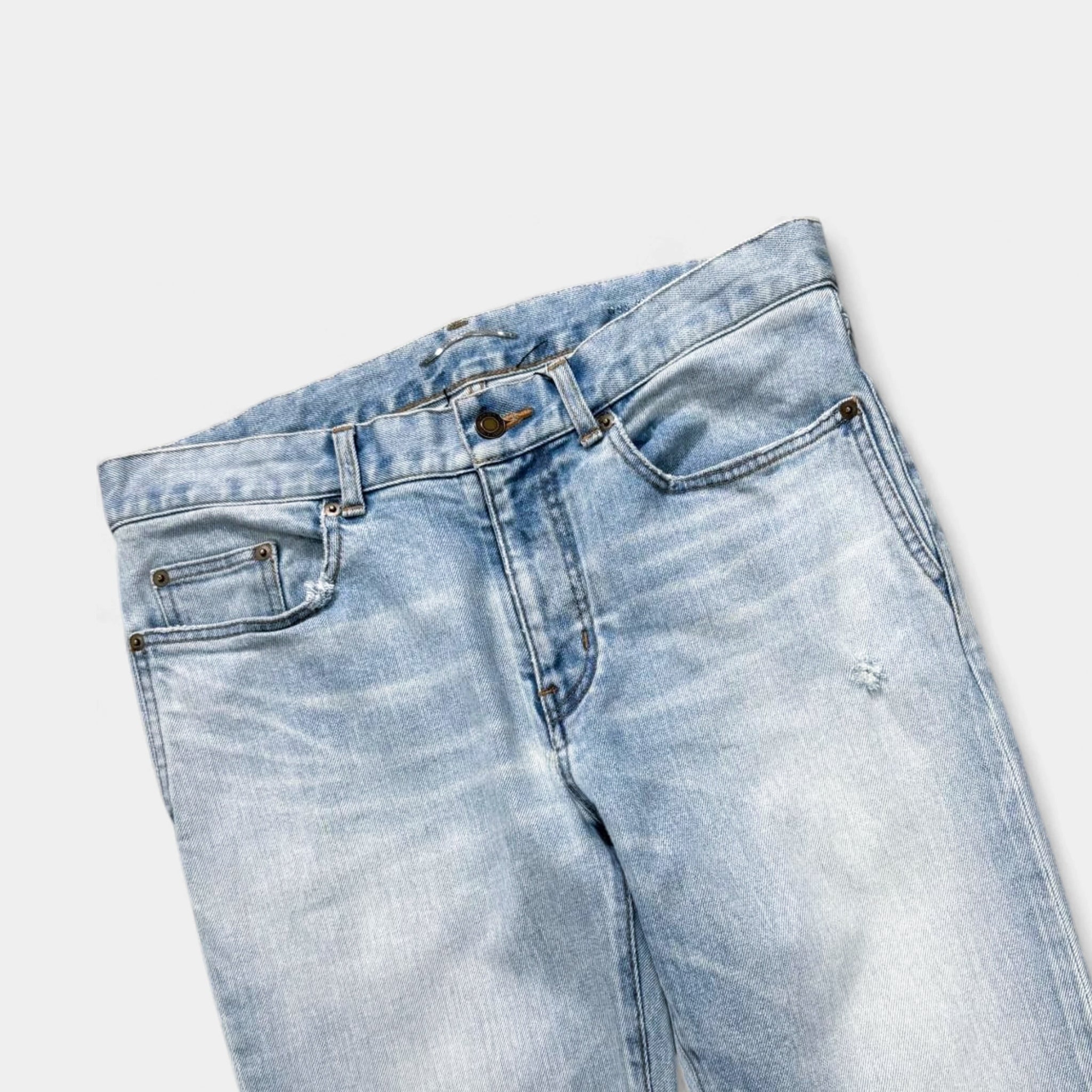 Saint Laurent 2020 Straight-Leg Denim Jeans Light Wash