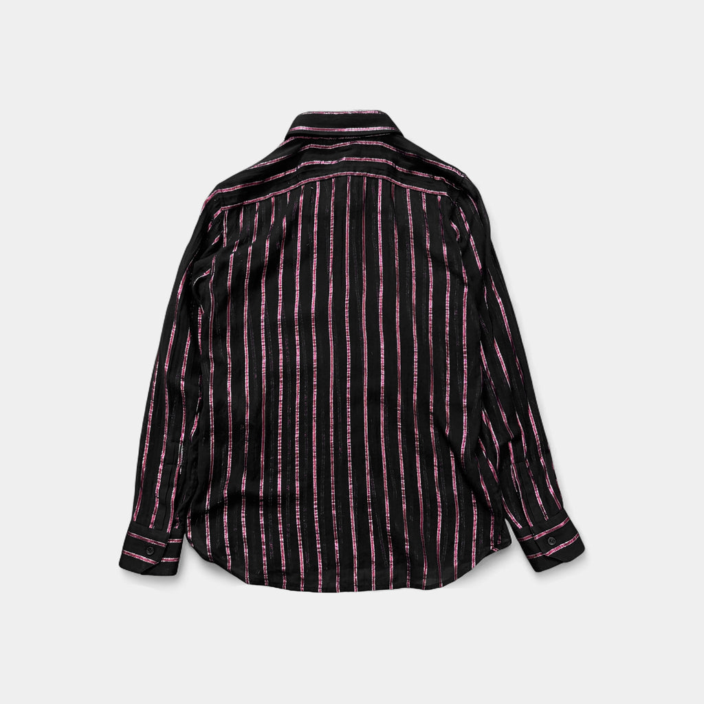 Saint Laurent 2019 Metallic Pink Lurex Striped Silk Shirt