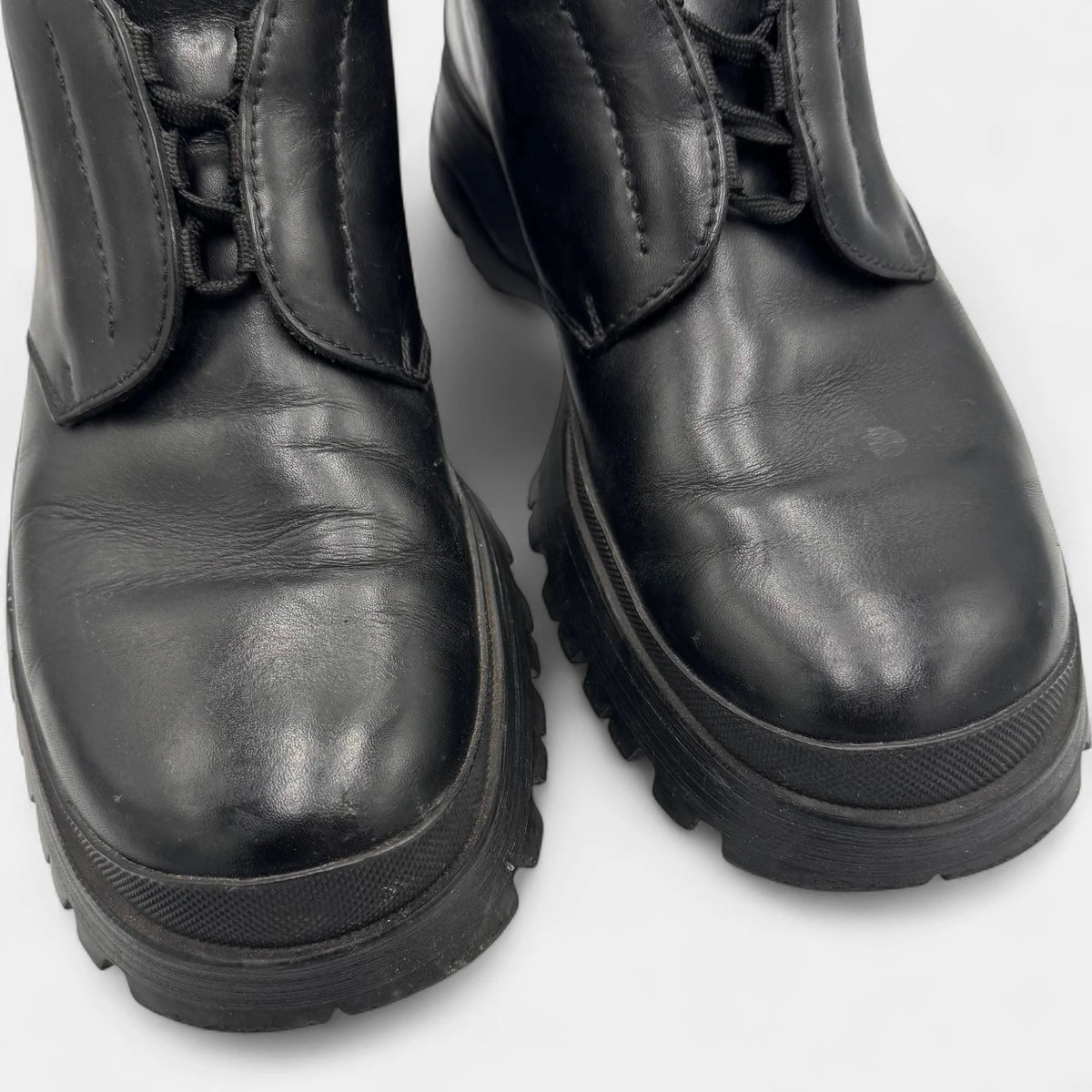 Prada Vintage Leather Lug Sole Derby Sneakers