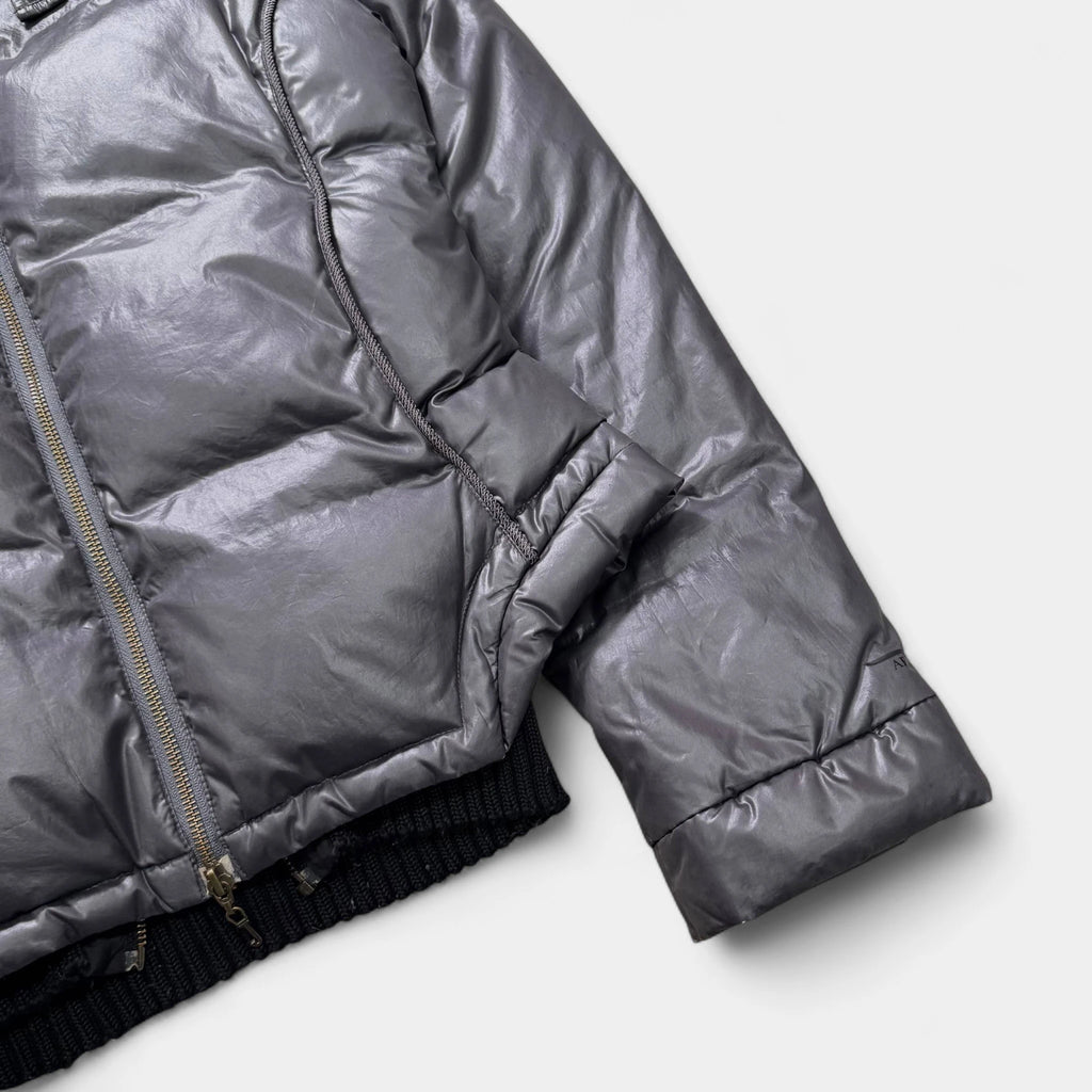 Armani Jeans Metallic Grey Sculptural Puffer Jacket
