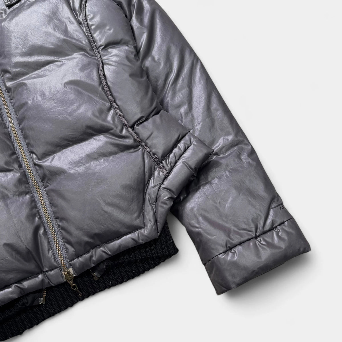 Armani Jeans Metallic Grey Sculptural Puffer Jacket