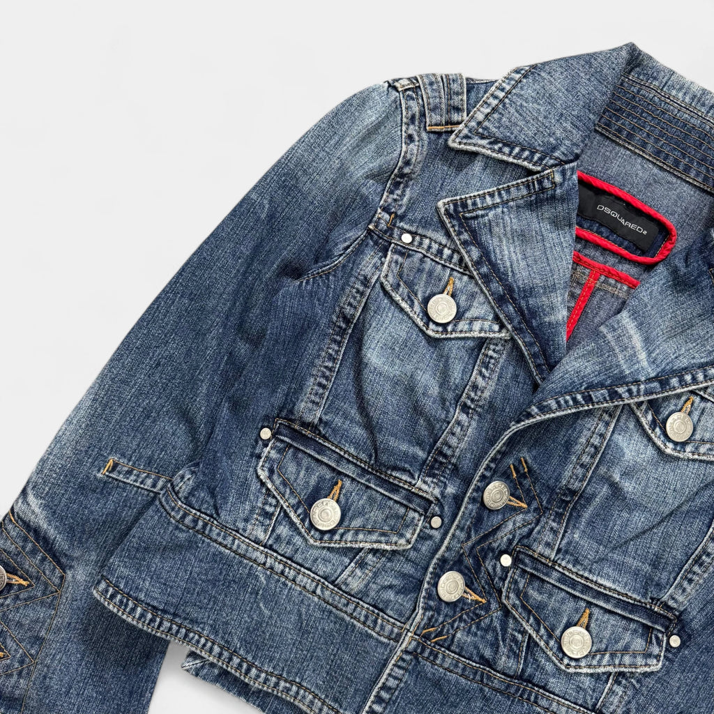 Dsquared2 2000s Denim Moto Multi-Button Jacket