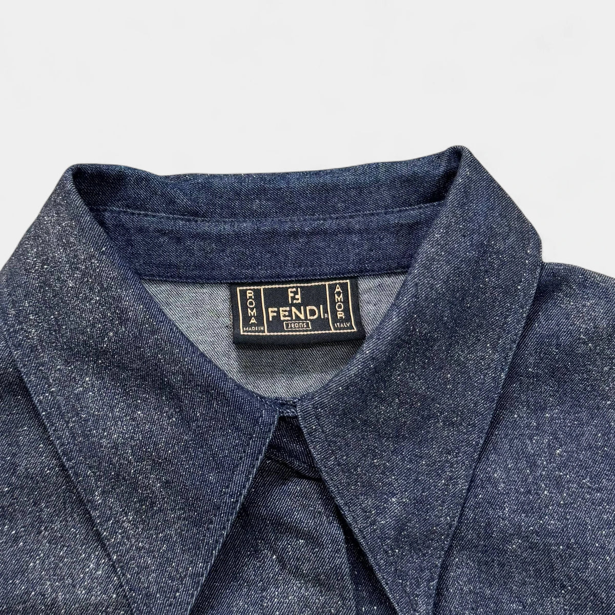 Fendi 90's Metallic Gold Gradient Denim Shirt by Karl Lagerfeld