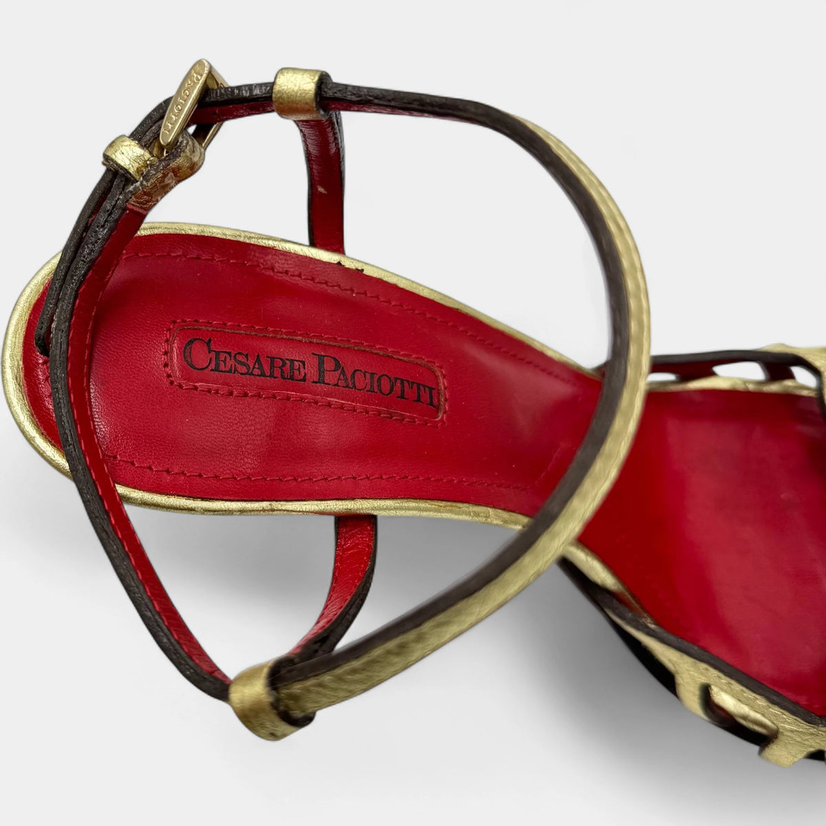 Cesare Paciotti 2000s Gold Dagger-Heel Strappy Sandals