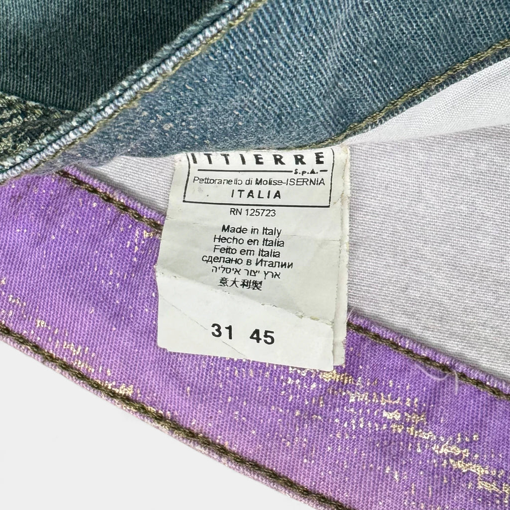 Just Cavalli 2000s Lilac and Green Gradient with Gold Paint Pants - detail 4