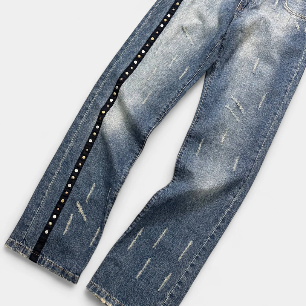 Just Cavalli 2000s Pony Hair Patch Studded Denim Jeans - detail 2