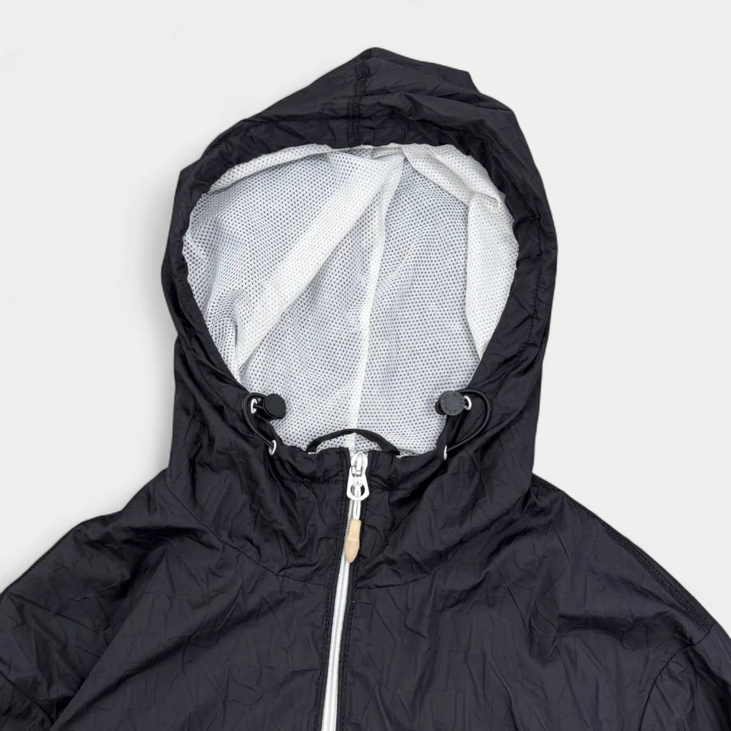 Armani Jeans Black Monogram Hooded Windbreaker Jacket