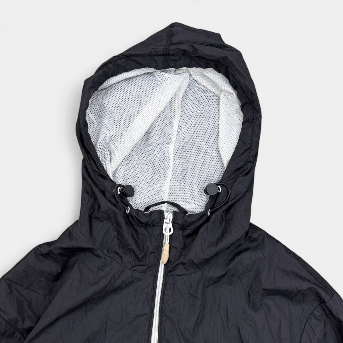Armani Jeans Black Monogram Hooded Windbreaker Jacket