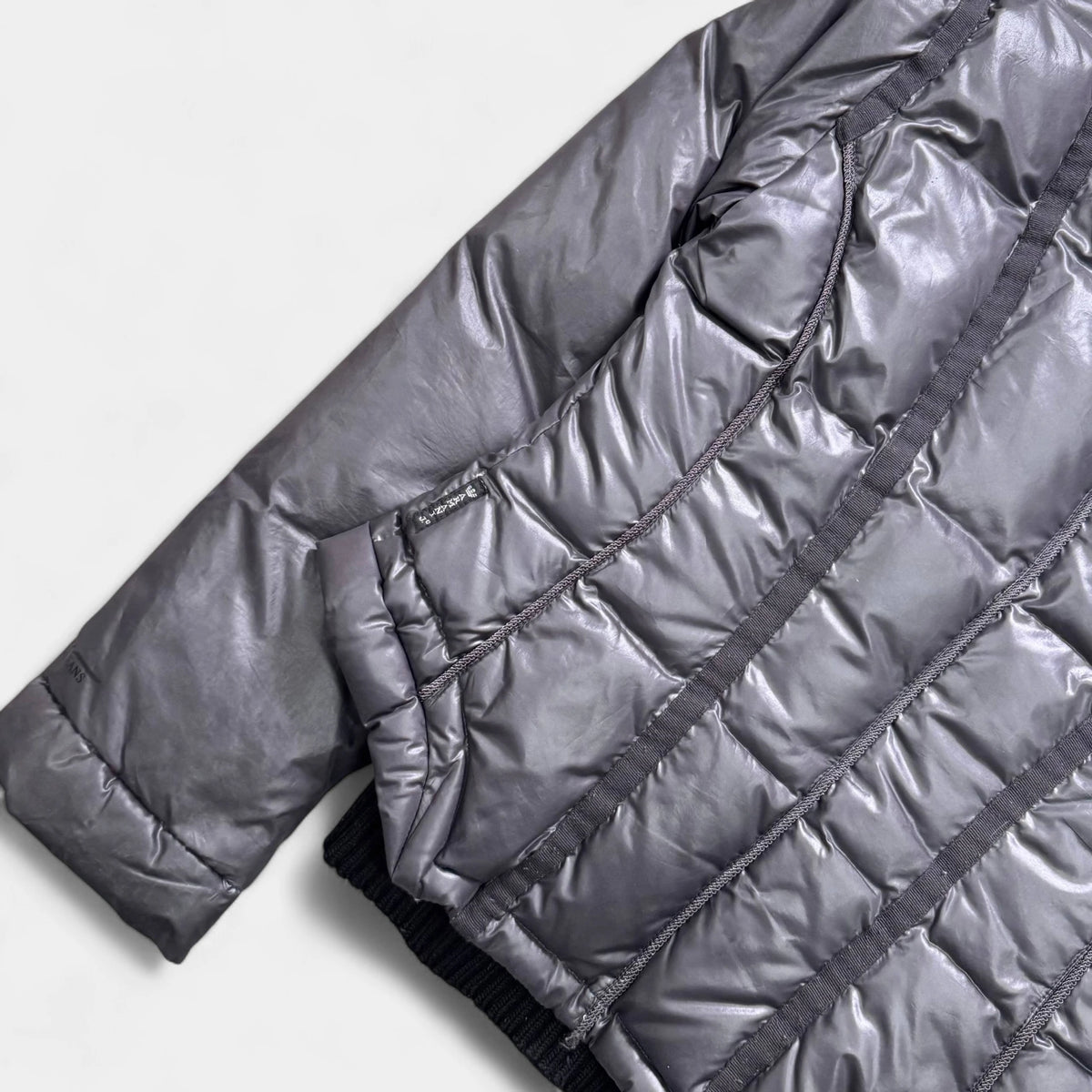 Armani Jeans Metallic Grey Sculptural Puffer Jacket