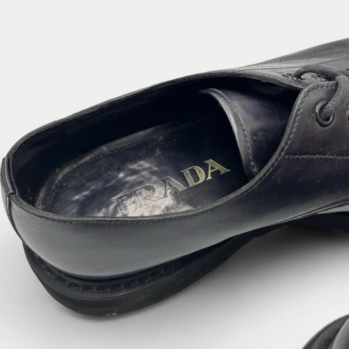Prada Fringe Kiltie Leather Derby Shoes