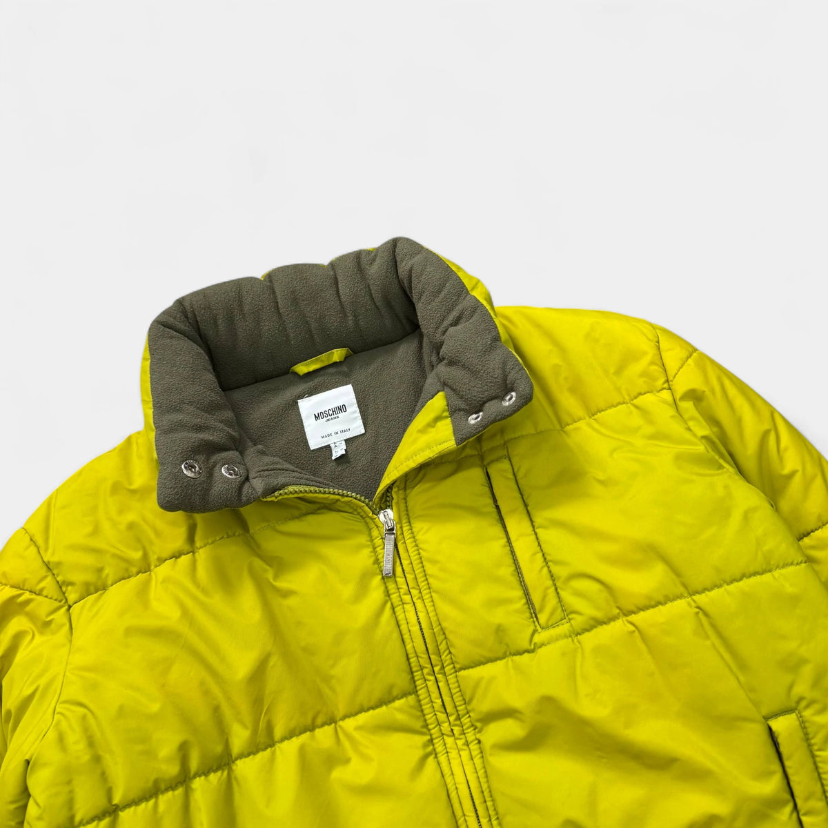 Moschino Lime Green Shearling-Lined Puffer Jacket - detail 1