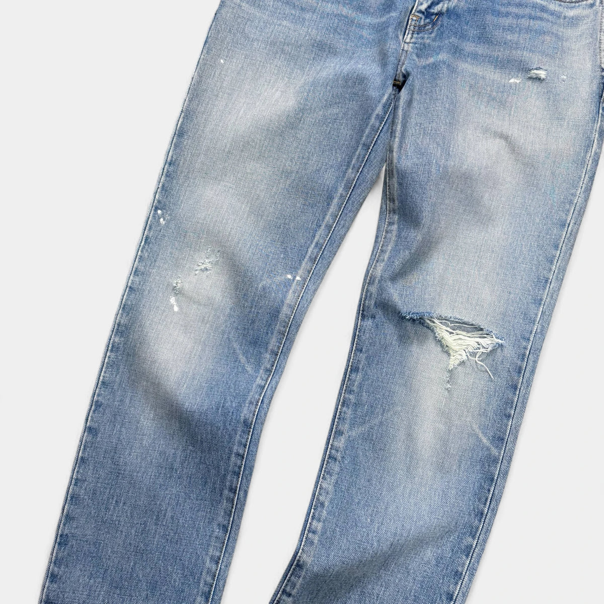 Saint Laurent 2018 DO2 Straight Leg Denim Jeans with Paint Details - detail 1