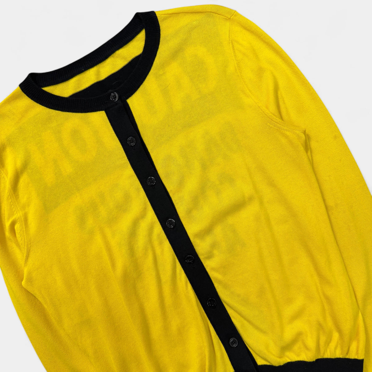 Moschino Spring Summer 2019 Caution Graphic Yellow Buttoned Cardigan - detail 1