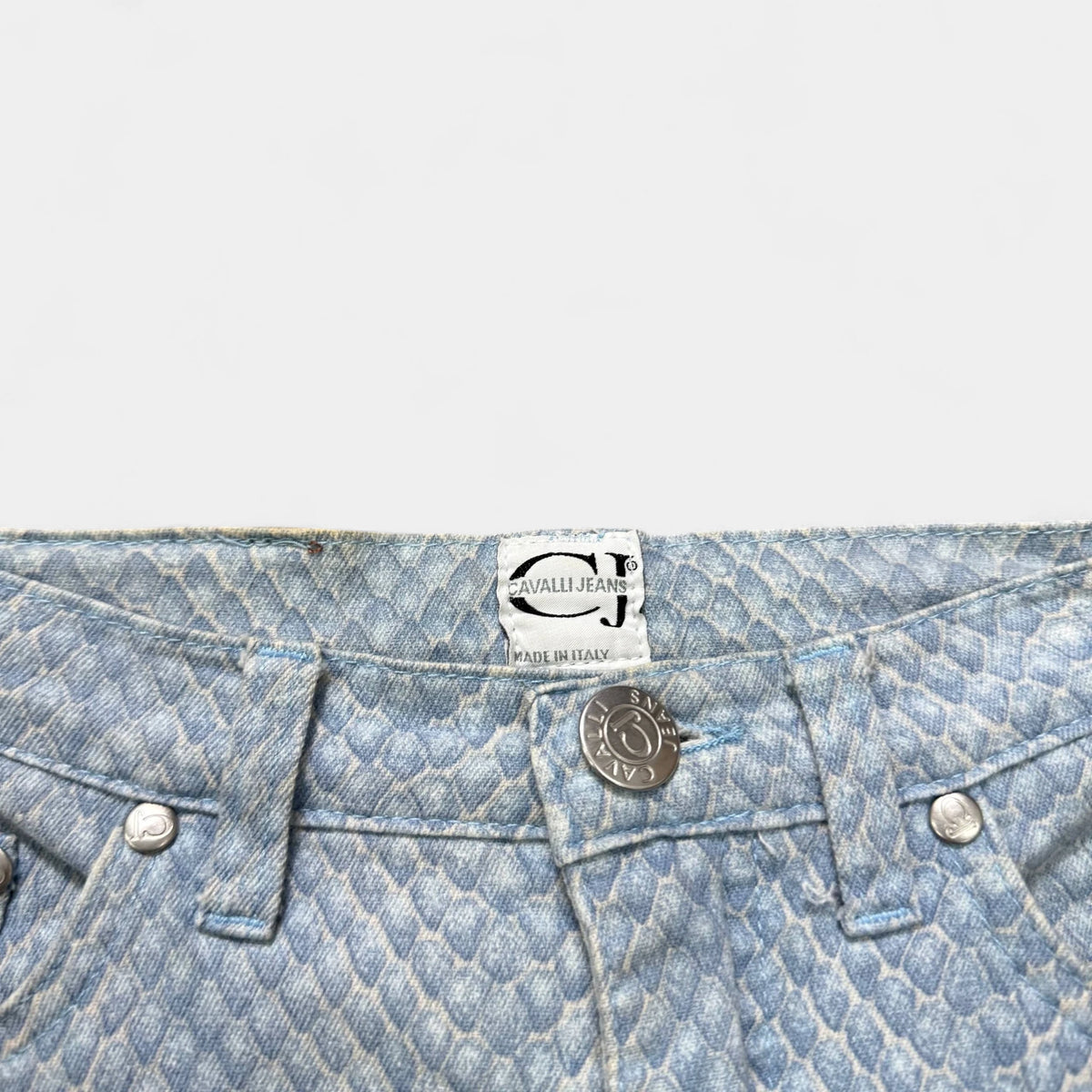 Roberto Cavalli Blue Snake Skin Texture Denim Jeans - detail 2