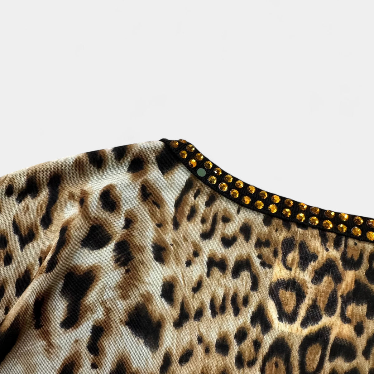 Dolce & Gabbana 2000s Leopard Rhinestone Long Sleeve T-shirt