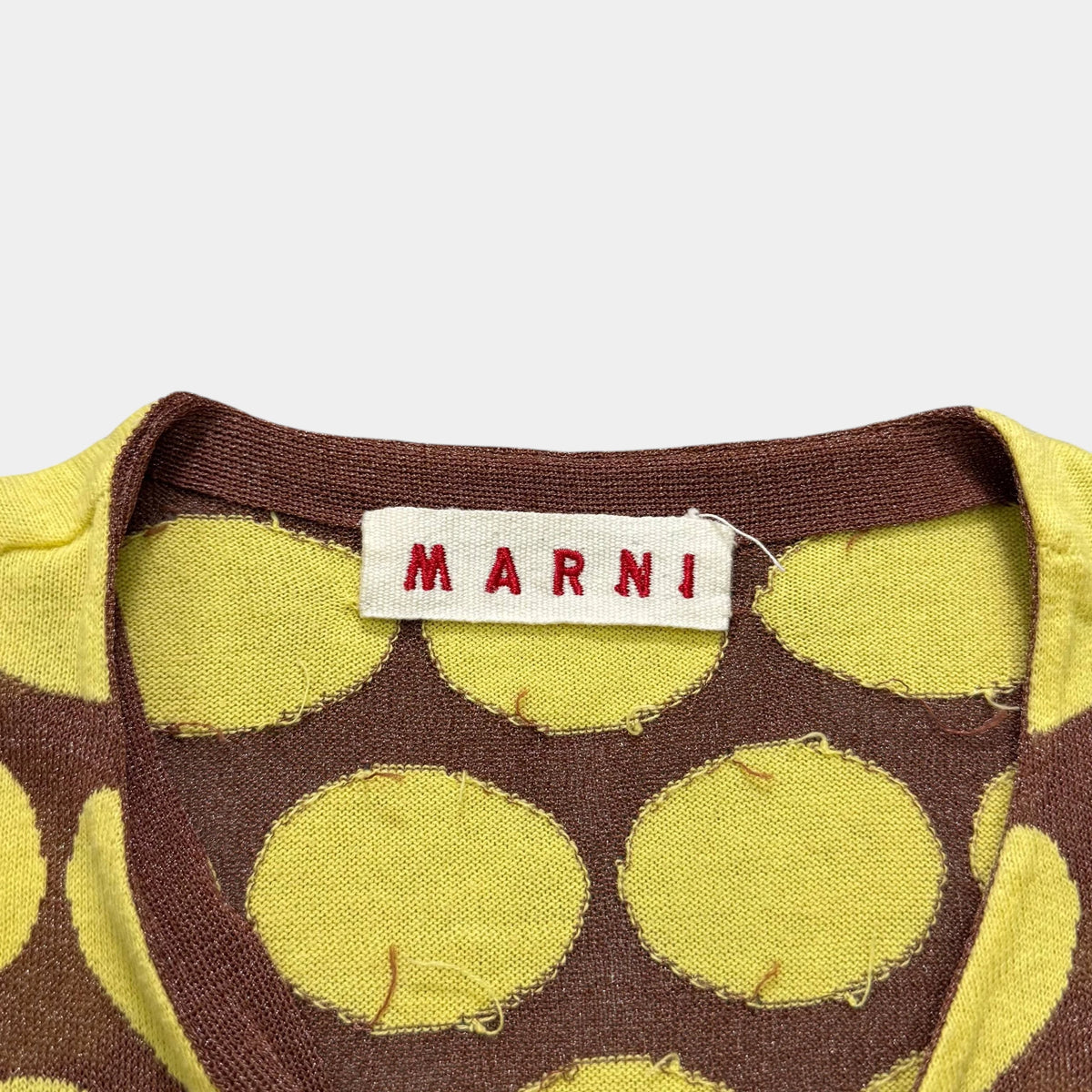 Marni Polka Dot Ruffled Short-Sleeve Knit Top