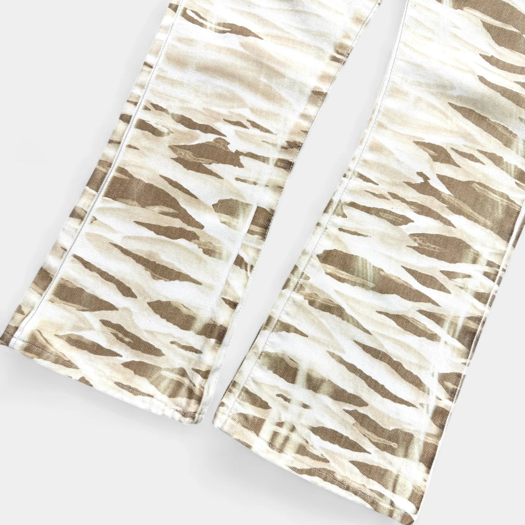 Just Cavalli 2000s Beige and Brown Tiger Print Flared Pants - detail 1