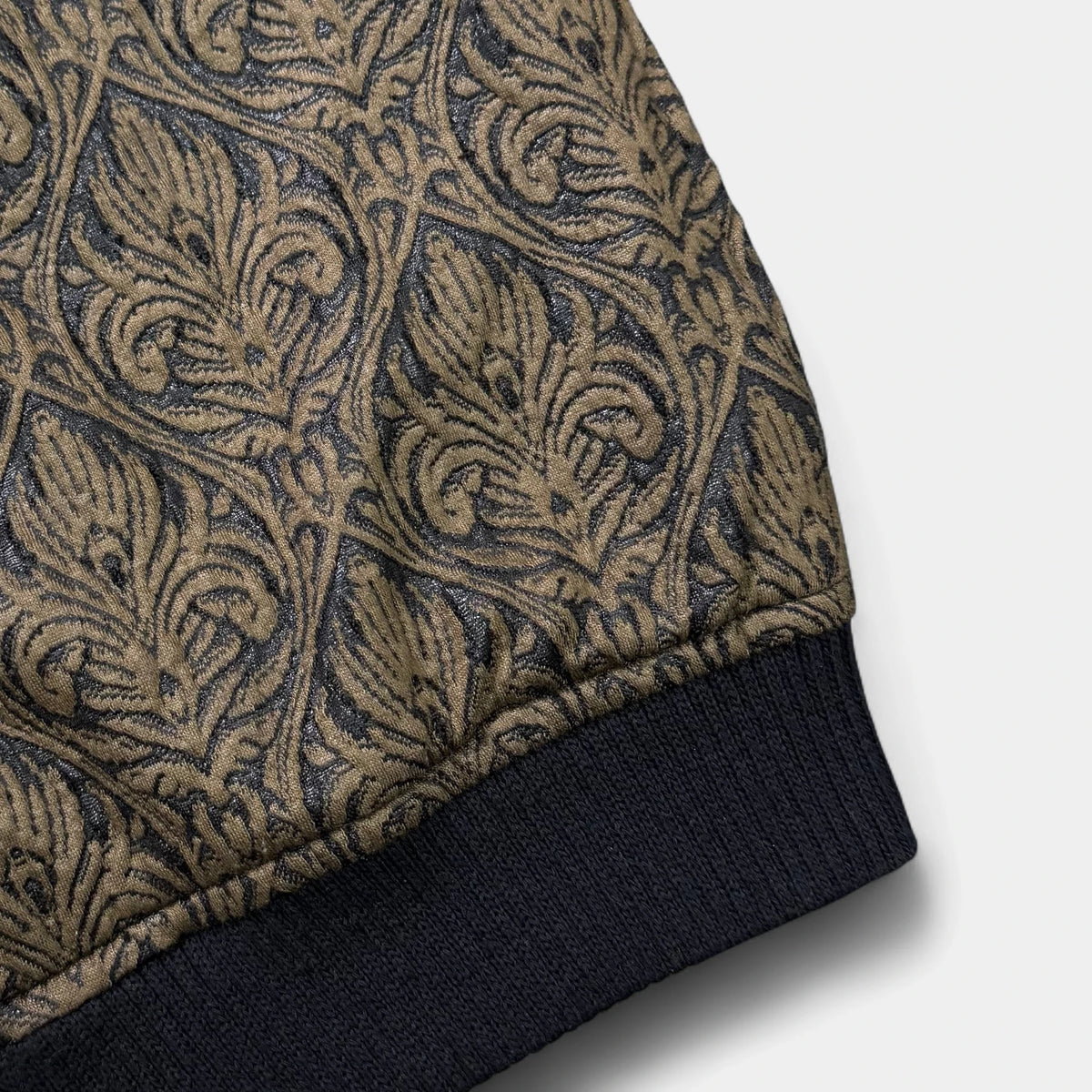 Armani Elegant Tapestry Fur Collar Vegan Leather Sleeve Jacket - detail 2