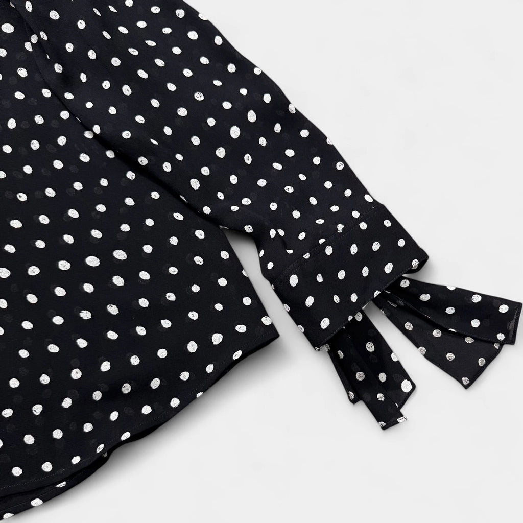 Saint Laurent 2017 Polka Dot Silk Long-Sleeve Shirt