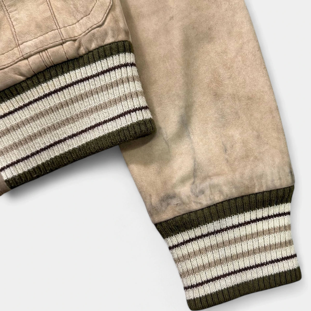 Dolce & Gabbana Beige Distressed Suede Cargo-Style Varsity Jacket - detail 2