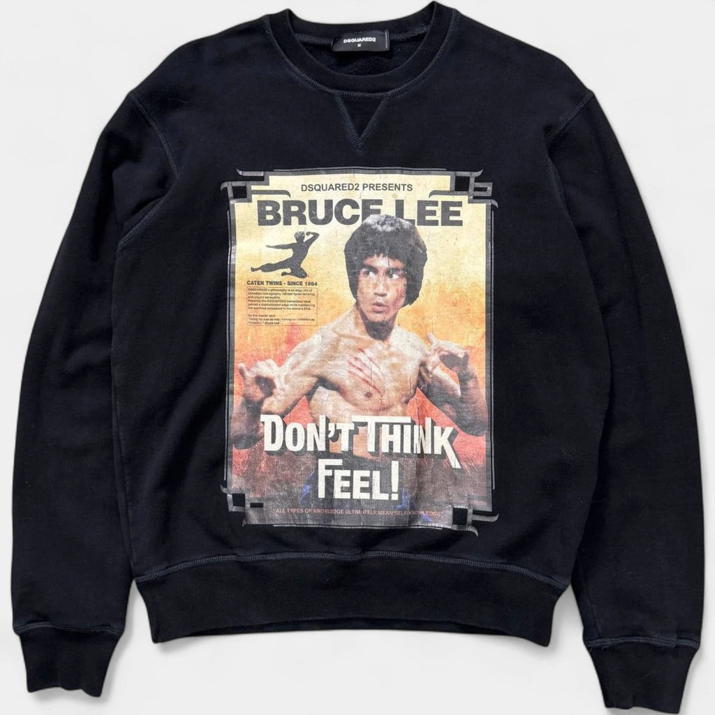 Dsquared2 Bruce Lee Black Graphic Crew Neck Sweatshirt