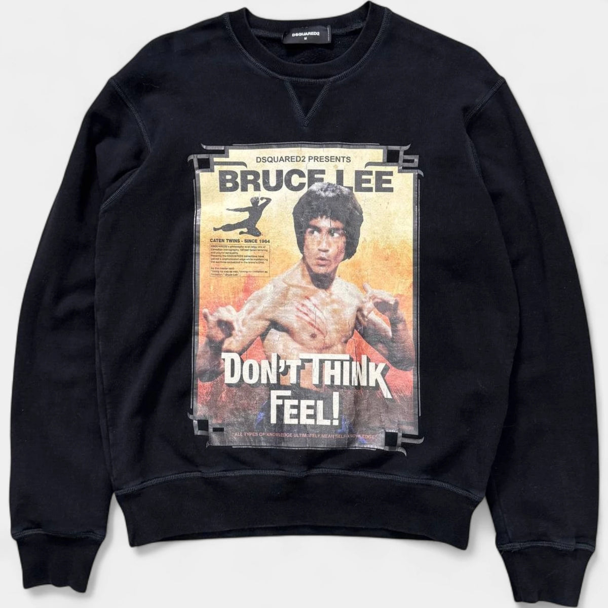 Dsquared2 Bruce Lee Black Graphic Crew Neck Sweatshirt
