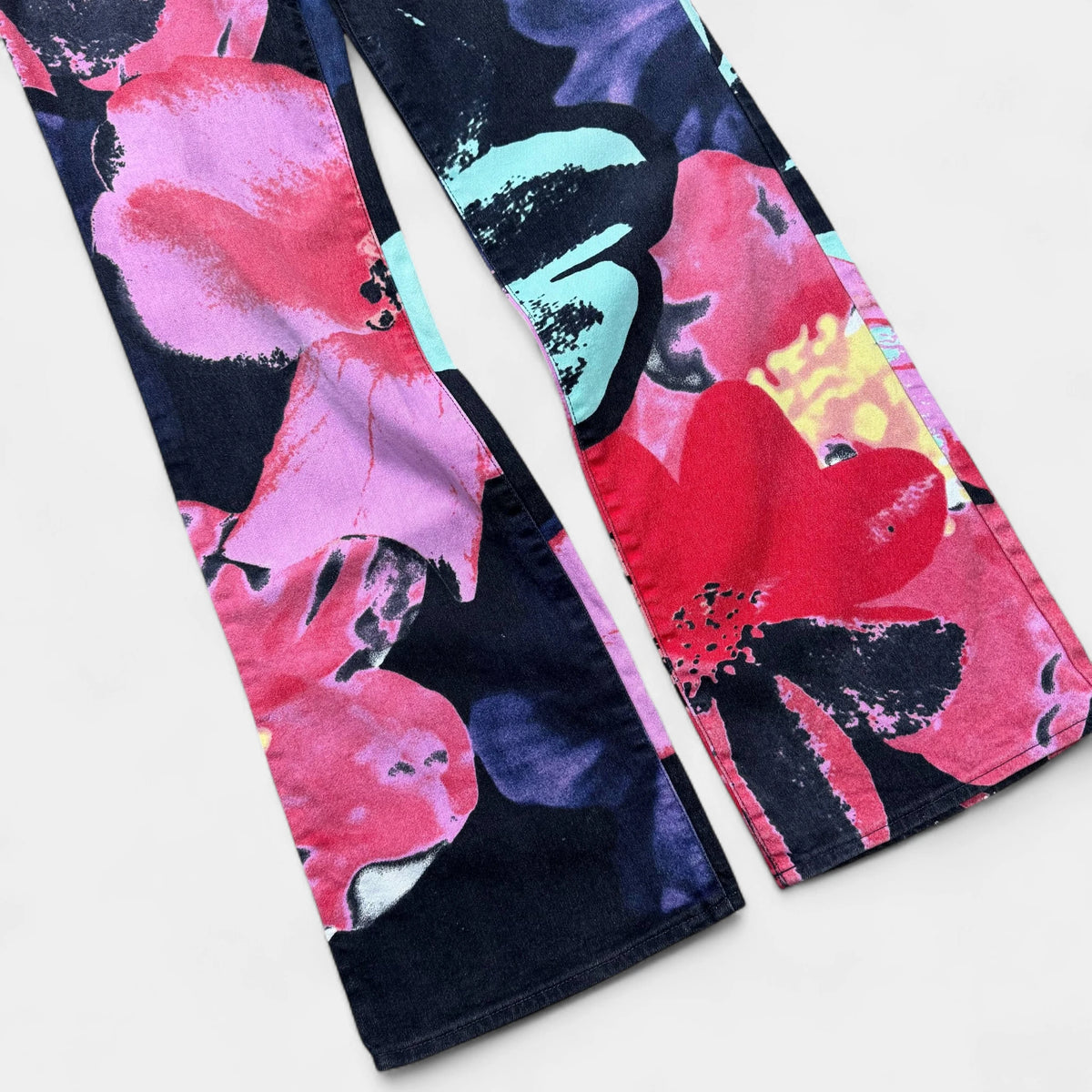 Just Cavalli 2000s Turquoise and Pink Floral Flared Pants - detail 2
