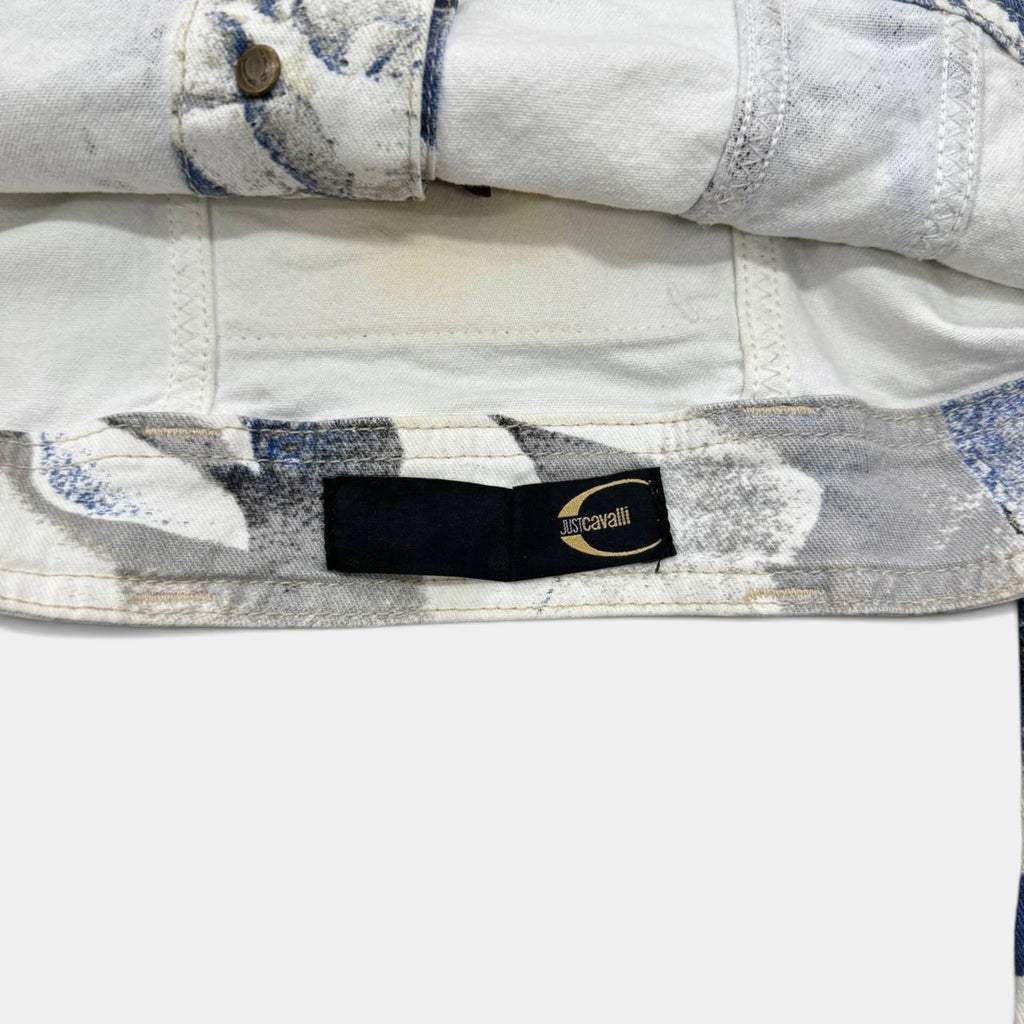 Just Cavalli 2000s Abstract Floral Denim Trucker Jacket