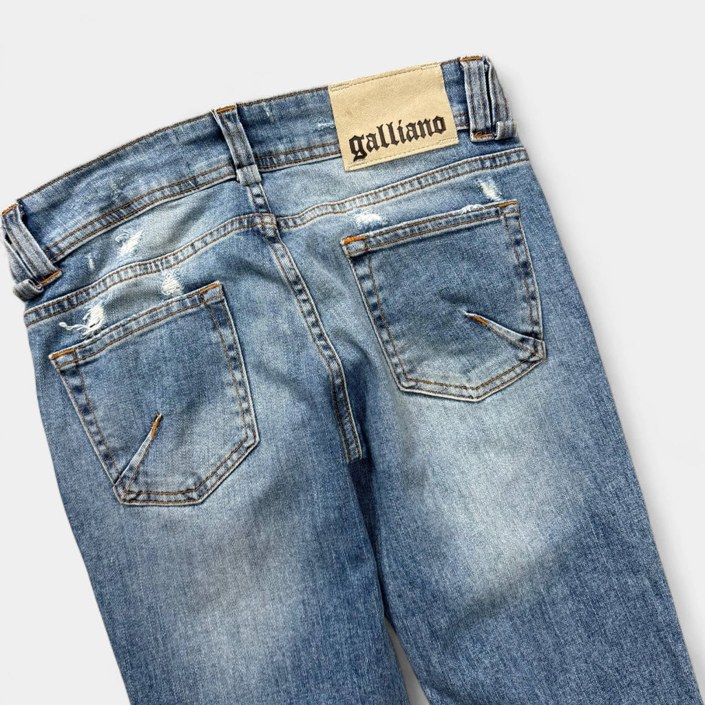 Galliano Newspaper Bandana Print Skinny Jeans