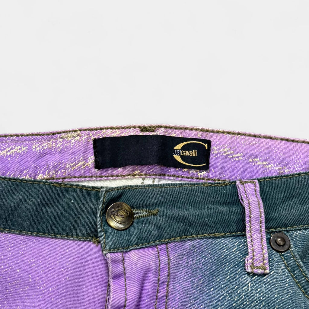 Just Cavalli 2000s Lilac and Green Gradient with Gold Paint Pants - detail 3