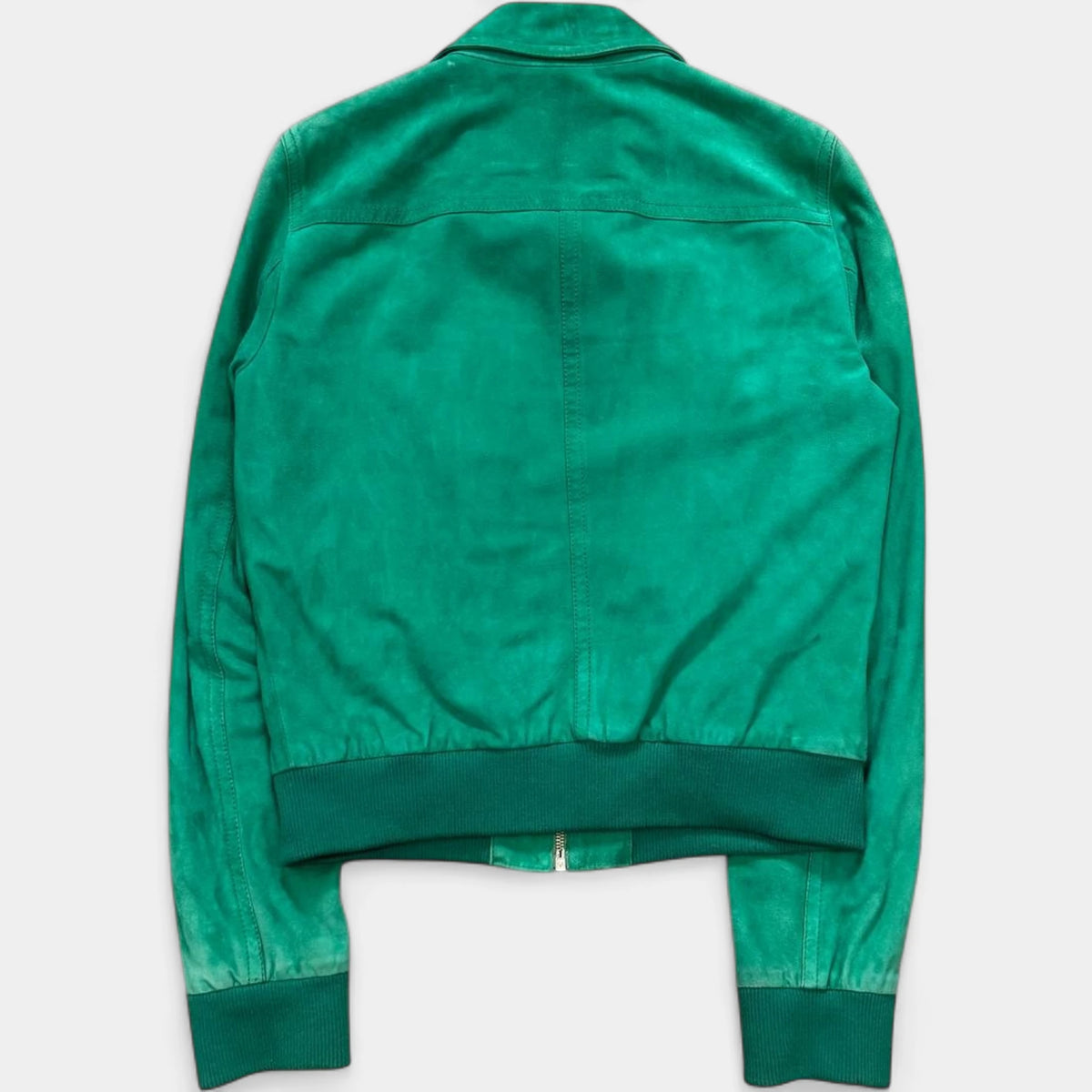 D&G Dolce & Gabbana Late 1990s / Early 2000s Green Suede Multi-Zip Blouson Jacket