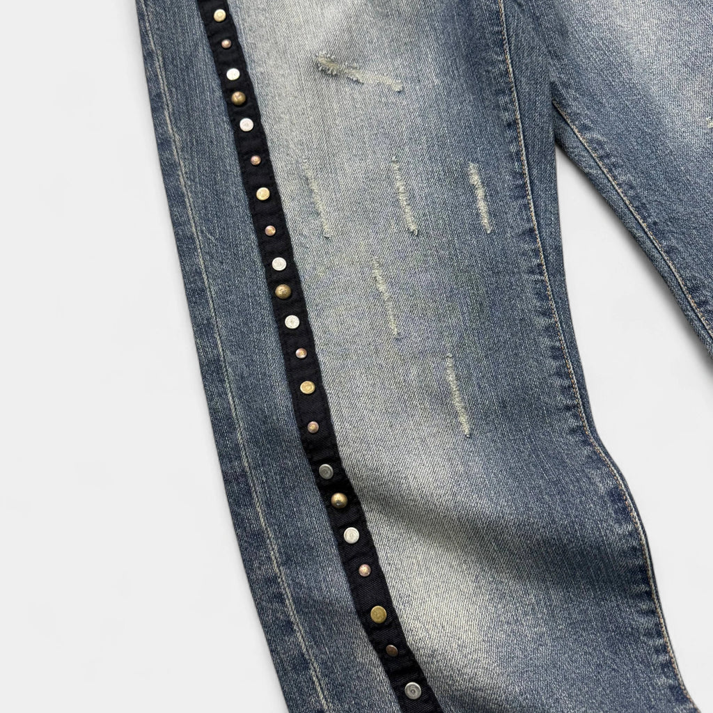 Just Cavalli 2000s Pony Hair Patch Studded Denim Jeans - detail 3