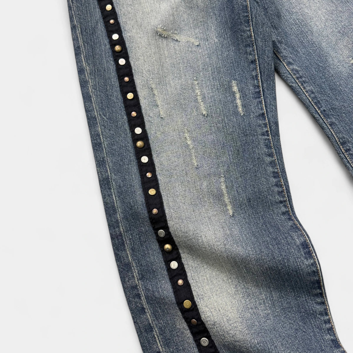 Just Cavalli 2000s Pony Hair Patch Studded Denim Jeans - detail 3