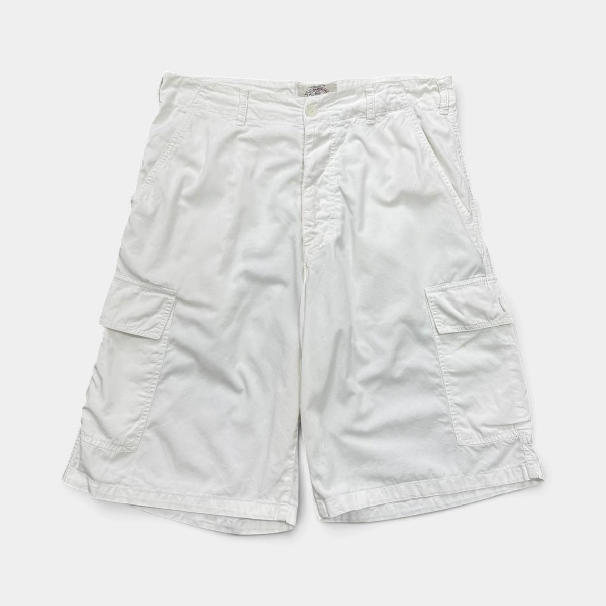 Emporio Armani Jeans 1990s-Early 2000s Loose Fit White Cotton Cargo Shorts
