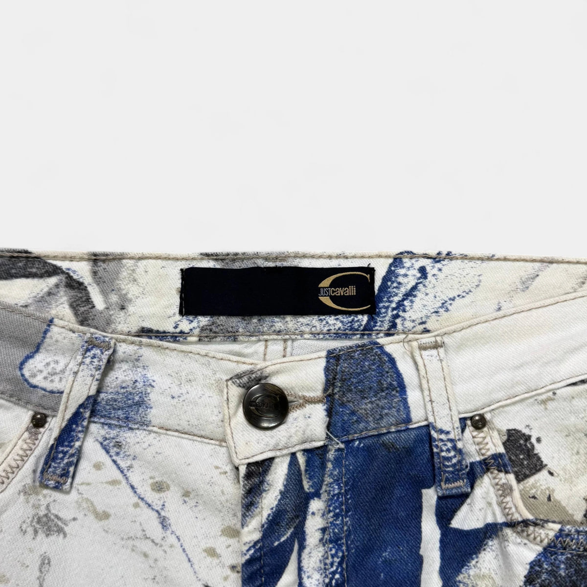 Just Cavalli Straight Leg Floral Print Beige Pants - detail 2