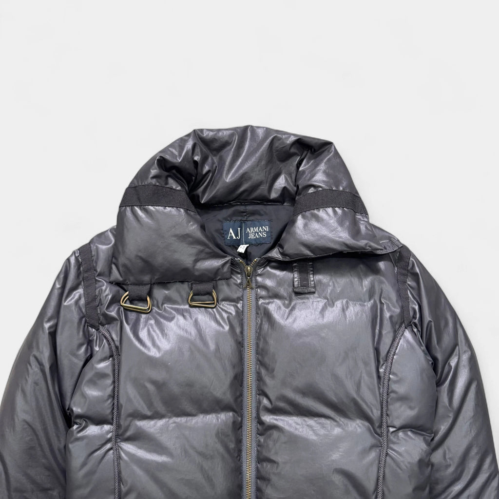Armani Jeans Metallic Grey Sculptural Puffer Jacket