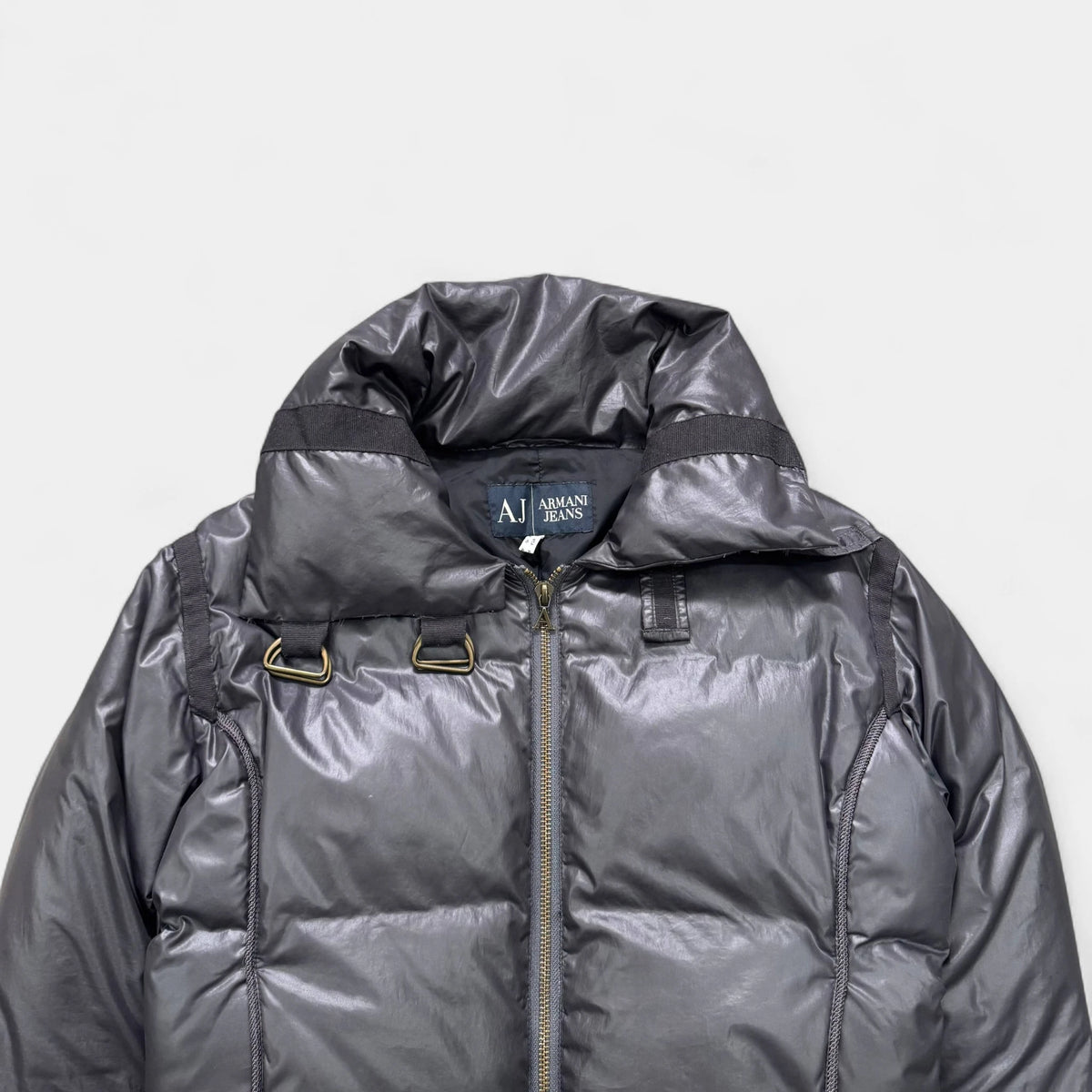 Armani Jeans Metallic Grey Sculptural Puffer Jacket