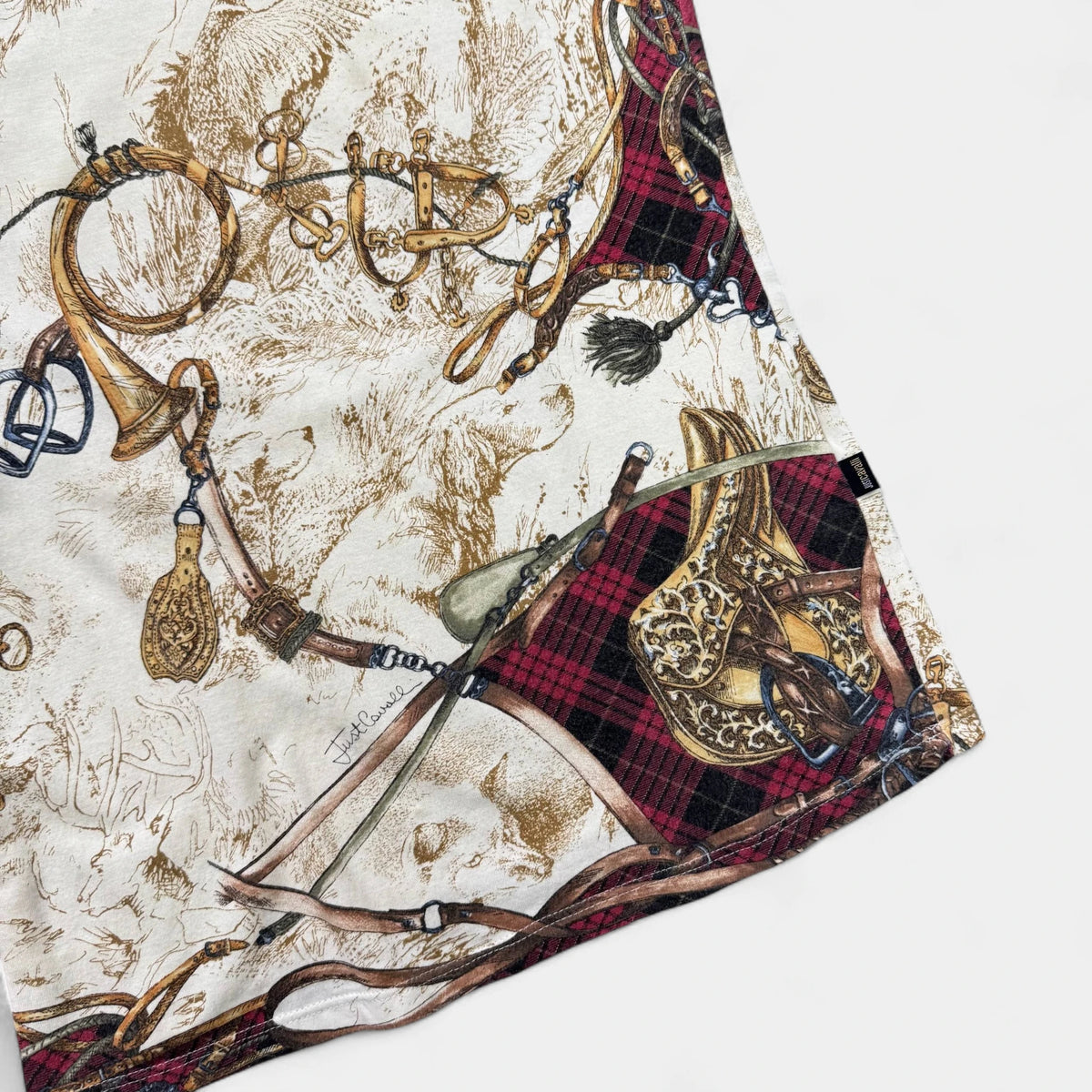 Just Cavalli Premium Victorian Horse Motif Detailed Print T-Shirt Black - detail 1