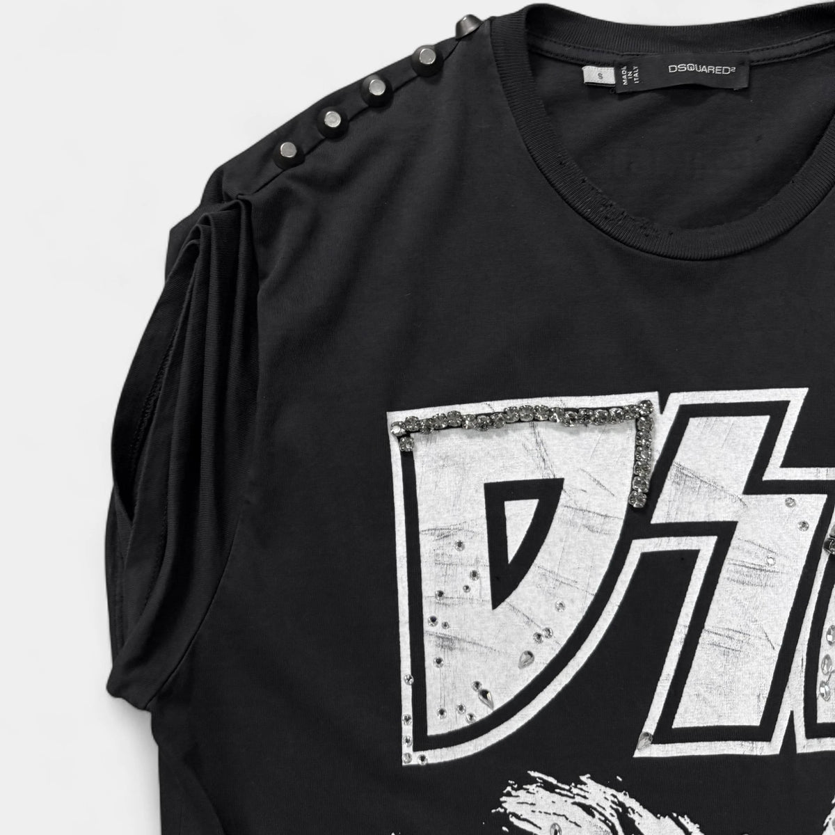 Dsquared2 Rock Graphic Studded Long Top Black - detail 8